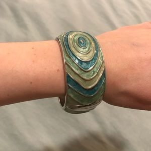 Blue and green bangle bracelet